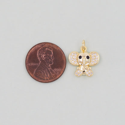 Gold Elephant Charms,18K Gold Filled CZ Elephant Pendant,Elephant Charm Bracelet Necklace for DIY Jewelry Making Supply