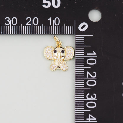 Gold Elephant Charms,18K Gold Filled CZ Elephant Pendant,Elephant Charm Bracelet Necklace for DIY Jewelry Making Supply