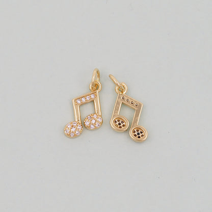 Gold Music Charms,18K Gold Filled music Pendant Charm Bracelet Necklace for DIY Jewelry Making Supply