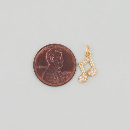 Gold Music Charms,18K Gold Filled music Pendant Charm Bracelet Necklace for DIY Jewelry Making Supply