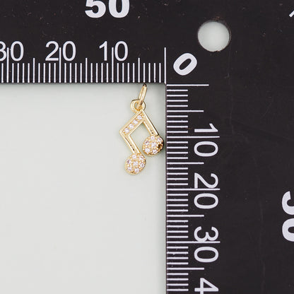 Gold Music Charms,18K Gold Filled music Pendant Charm Bracelet Necklace for DIY Jewelry Making Supply