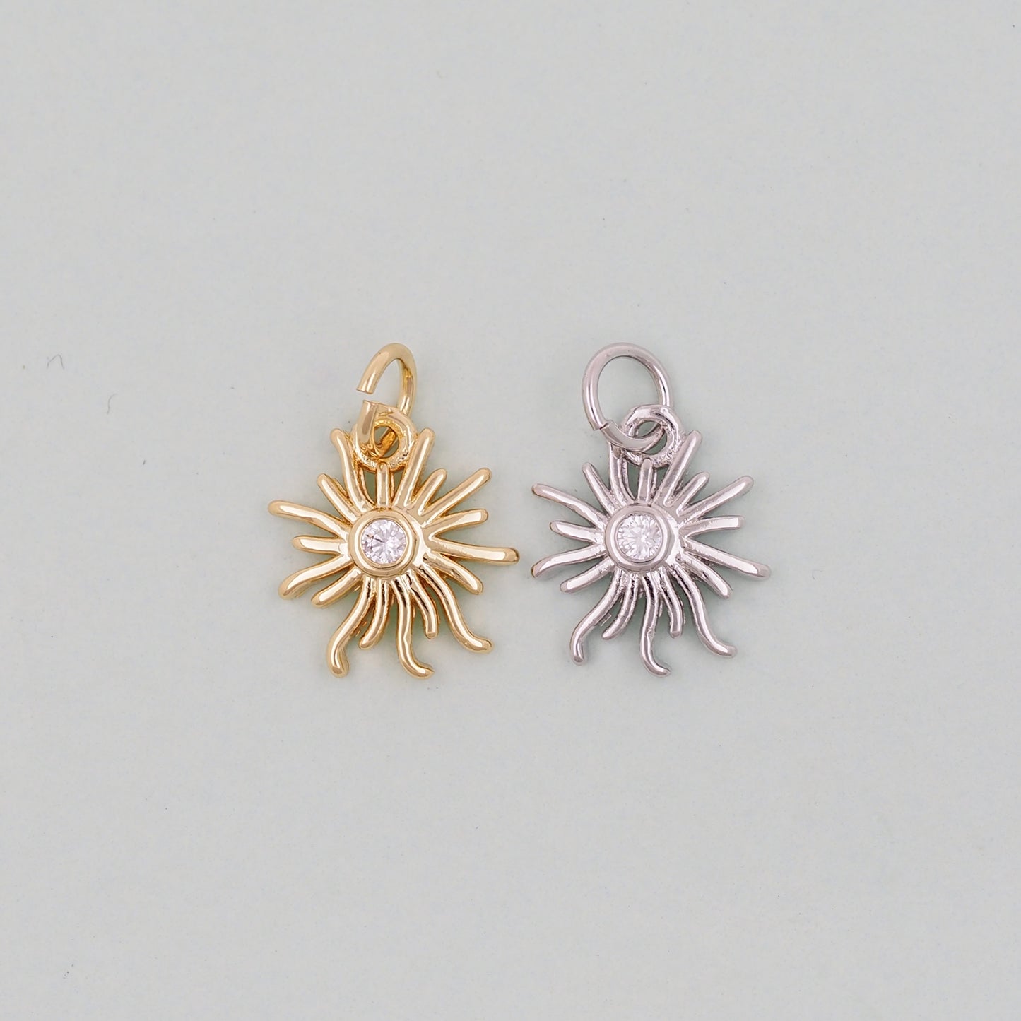 Gold Sun Charms,18K Gold Filled Sun Pendant,celestial  Charm Bracelet Necklace for DIY Jewelry Making Supply