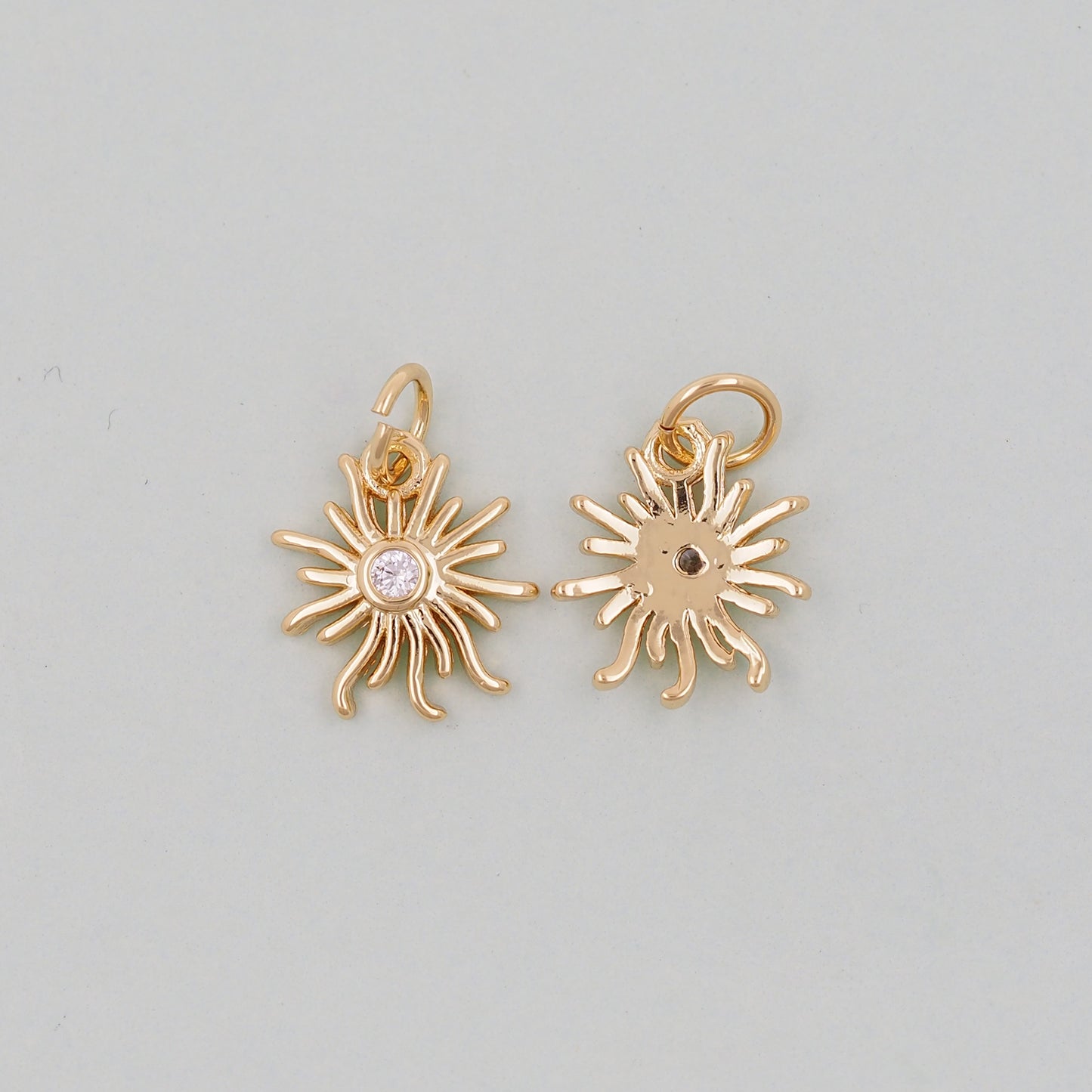 Gold Sun Charms,18K Gold Filled Sun Pendant,celestial  Charm Bracelet Necklace for DIY Jewelry Making Supply