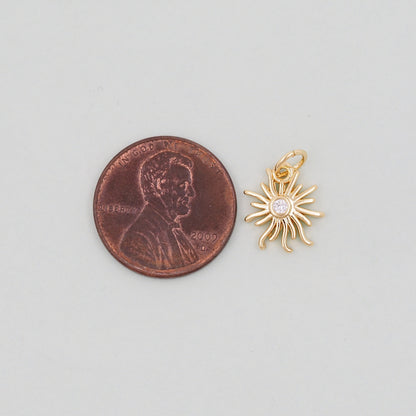Gold Sun Charms,18K Gold Filled Sun Pendant,celestial  Charm Bracelet Necklace for DIY Jewelry Making Supply