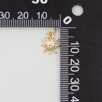 Gold Sun Charms,18K Gold Filled Sun Pendant,celestial  Charm Bracelet Necklace for DIY Jewelry Making Supply