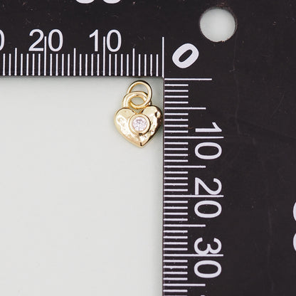 Gold Tiny Heart Charms,18K Gold Filled Heart Pendant,Heart Charm Bracelet Necklace for DIY Jewelry Making Supply