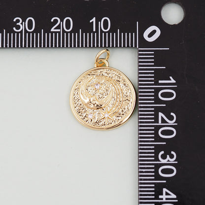 Gold Moon Charms,18K Gold Filled Moon Pendant,CZ Micro Pave Star Charm Bracelet Necklace for DIY Jewelry Making Supply