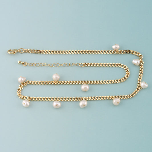 Gold Texture Chain,18K Gold Filled Pearl Cuba for Necklace Bracelet DIY Jewelry Making Supply