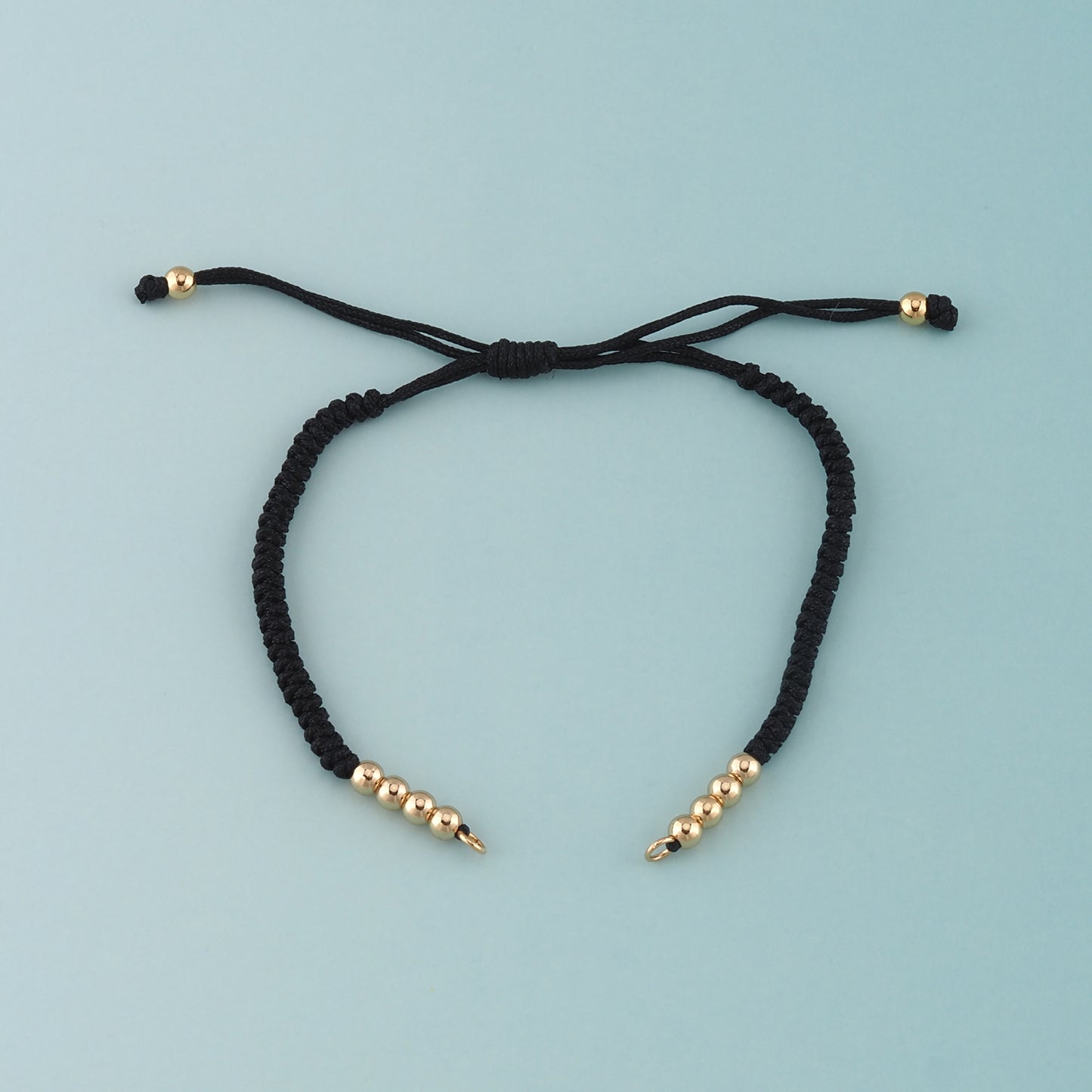 Gold Adjustable Braided rope,18K Gold Filled Round Ball Bracelet,Semi Finished Bracelets,Bracelets for Jewelry Making