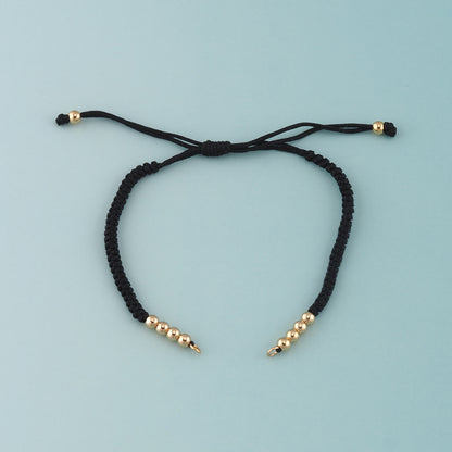 Gold Adjustable Braided rope,18K Gold Filled Round Ball Bracelet,Semi Finished Bracelets,Bracelets for Jewelry Making