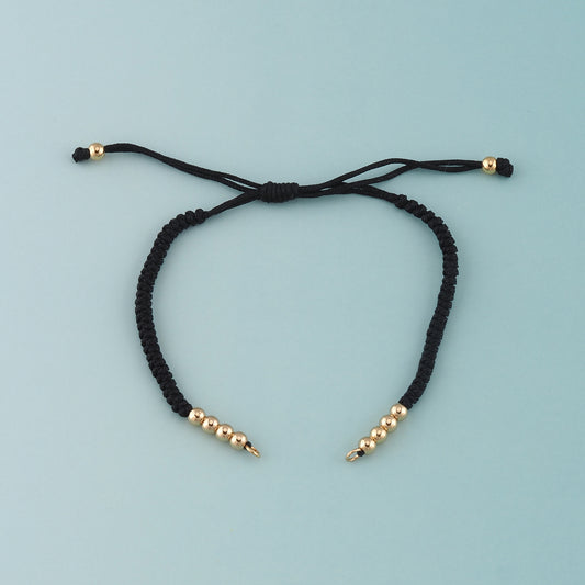 Gold Adjustable Braided rope,18K Gold Filled Round Ball Bracelet,Semi Finished Bracelets,Bracelets for Jewelry Making