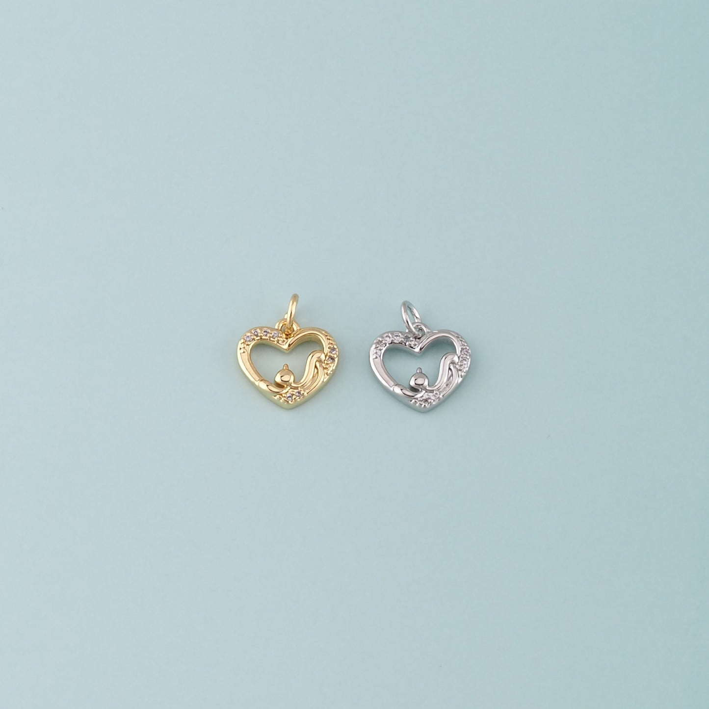 Gold Heart Charms,18K Gold Filled Heart Pendant,CZ Micro Pave Heart Charm Bracelet Necklace for DIY Jewelry Making Supply
