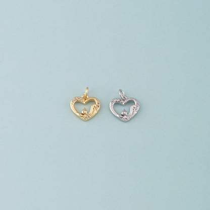 Gold Heart Charms,18K Gold Filled Heart Pendant,CZ Micro Pave Heart Charm Bracelet Necklace for DIY Jewelry Making Supply