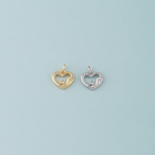 Gold Heart Charms,18K Gold Filled Heart Pendant,CZ Micro Pave Heart Charm Bracelet Necklace for DIY Jewelry Making Supply