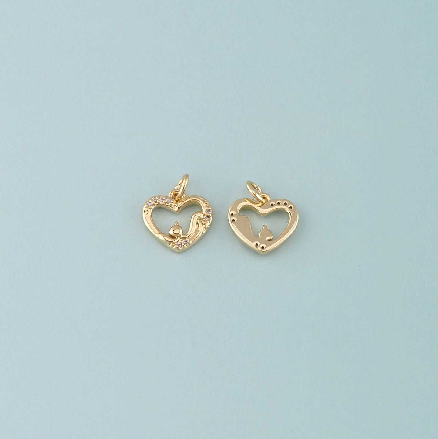 Gold Heart Charms,18K Gold Filled Heart Pendant,CZ Micro Pave Heart Charm Bracelet Necklace for DIY Jewelry Making Supply