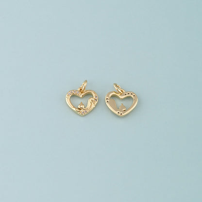 Gold Heart Charms,18K Gold Filled Heart Pendant,CZ Micro Pave Heart Charm Bracelet Necklace for DIY Jewelry Making Supply