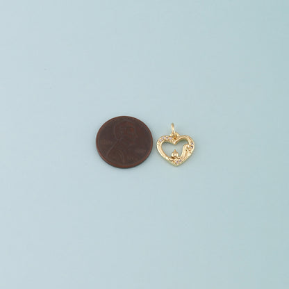 Gold Heart Charms,18K Gold Filled Heart Pendant,CZ Micro Pave Heart Charm Bracelet Necklace for DIY Jewelry Making Supply