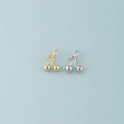 Gold Cherry Charms,18K Gold Filled Cherry Pendant,Fruit Charm Bracelet Necklace for DIY Jewelry Making Supply