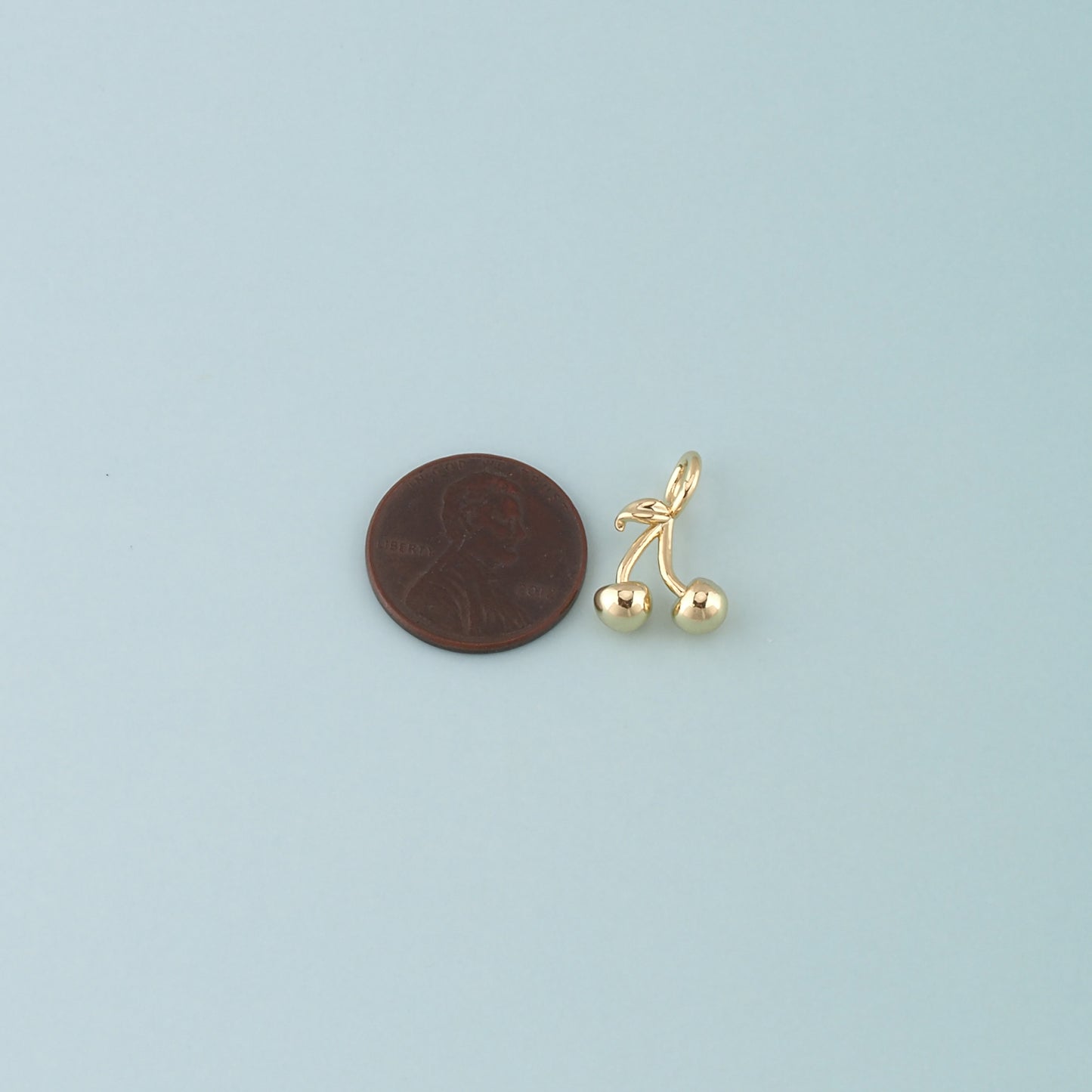 Gold Cherry Charms,18K Gold Filled Cherry Pendant,Fruit Charm Bracelet Necklace for DIY Jewelry Making Supply