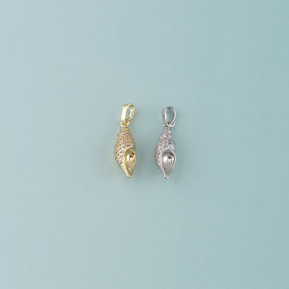 Gold Conch Charms,18K Gold Filled Shell Pendant,CZ Micro Pave Conch Shell Charm Bracelet Necklace for DIY Jewelry Making Supply