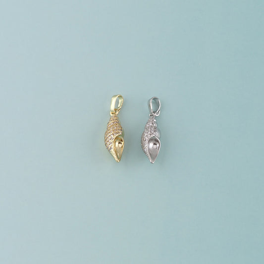 Gold Conch Charms,18K Gold Filled Shell Pendant,CZ Micro Pave Conch Shell Charm Bracelet Necklace for DIY Jewelry Making Supply