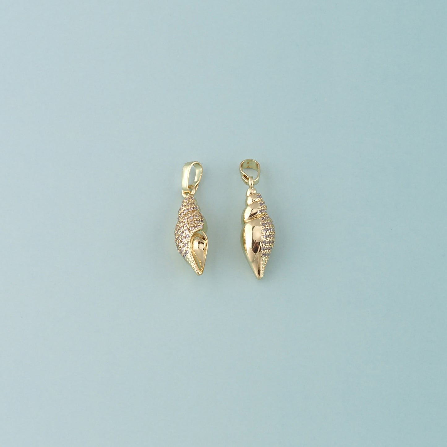 Gold Conch Charms,18K Gold Filled Shell Pendant,CZ Micro Pave Conch Shell Charm Bracelet Necklace for DIY Jewelry Making Supply