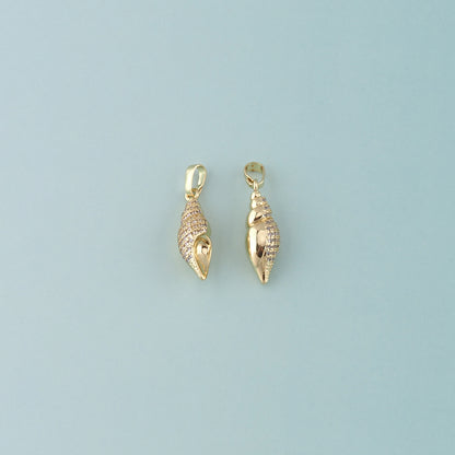 Gold Conch Charms,18K Gold Filled Shell Pendant,CZ Micro Pave Conch Shell Charm Bracelet Necklace for DIY Jewelry Making Supply