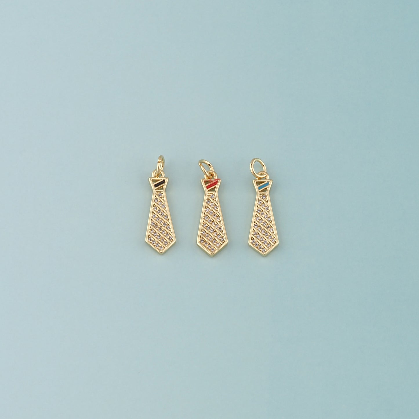 18K Gold Filled Tie Pendant,Enamel Tie Charm Bracelet Necklace for DIY Jewelry Making Supply