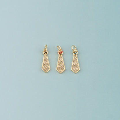 18K Gold Filled Tie Pendant,Enamel Tie Charm Bracelet Necklace for DIY Jewelry Making Supply