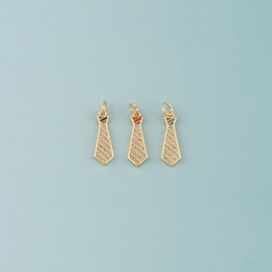 18K Gold Filled Tie Pendant,Enamel Tie Charm Bracelet Necklace for DIY Jewelry Making Supply