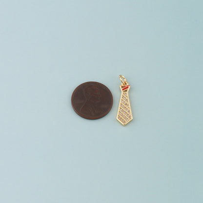 18K Gold Filled Tie Pendant,Enamel Tie Charm Bracelet Necklace for DIY Jewelry Making Supply