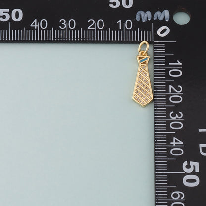 18K Gold Filled Tie Pendant,Enamel Tie Charm Bracelet Necklace for DIY Jewelry Making Supply