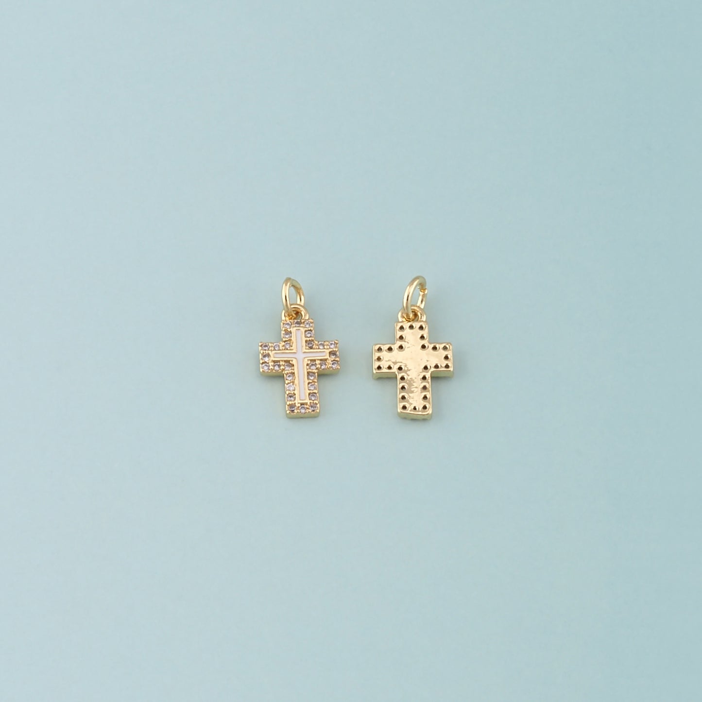 Gold Cross Charms,18K Gold Filled Cross Pendant,Enamel Religion Charm Bracelet Necklace for DIY Jewelry Making Supply