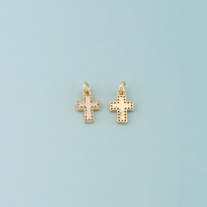 Gold Cross Charms,18K Gold Filled Cross Pendant,Enamel Religion Charm Bracelet Necklace for DIY Jewelry Making Supply
