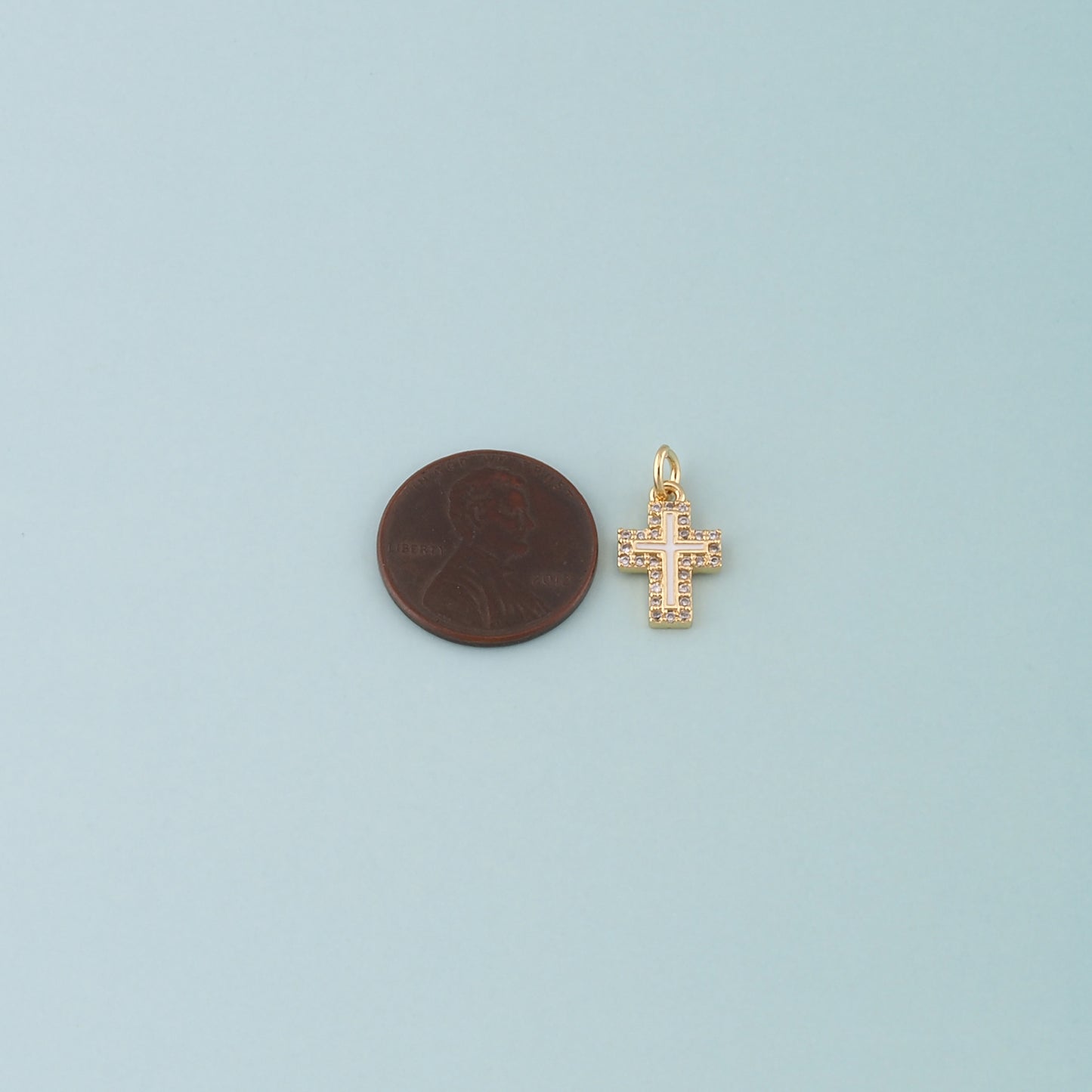Gold Cross Charms,18K Gold Filled Cross Pendant,Enamel Religion Charm Bracelet Necklace for DIY Jewelry Making Supply