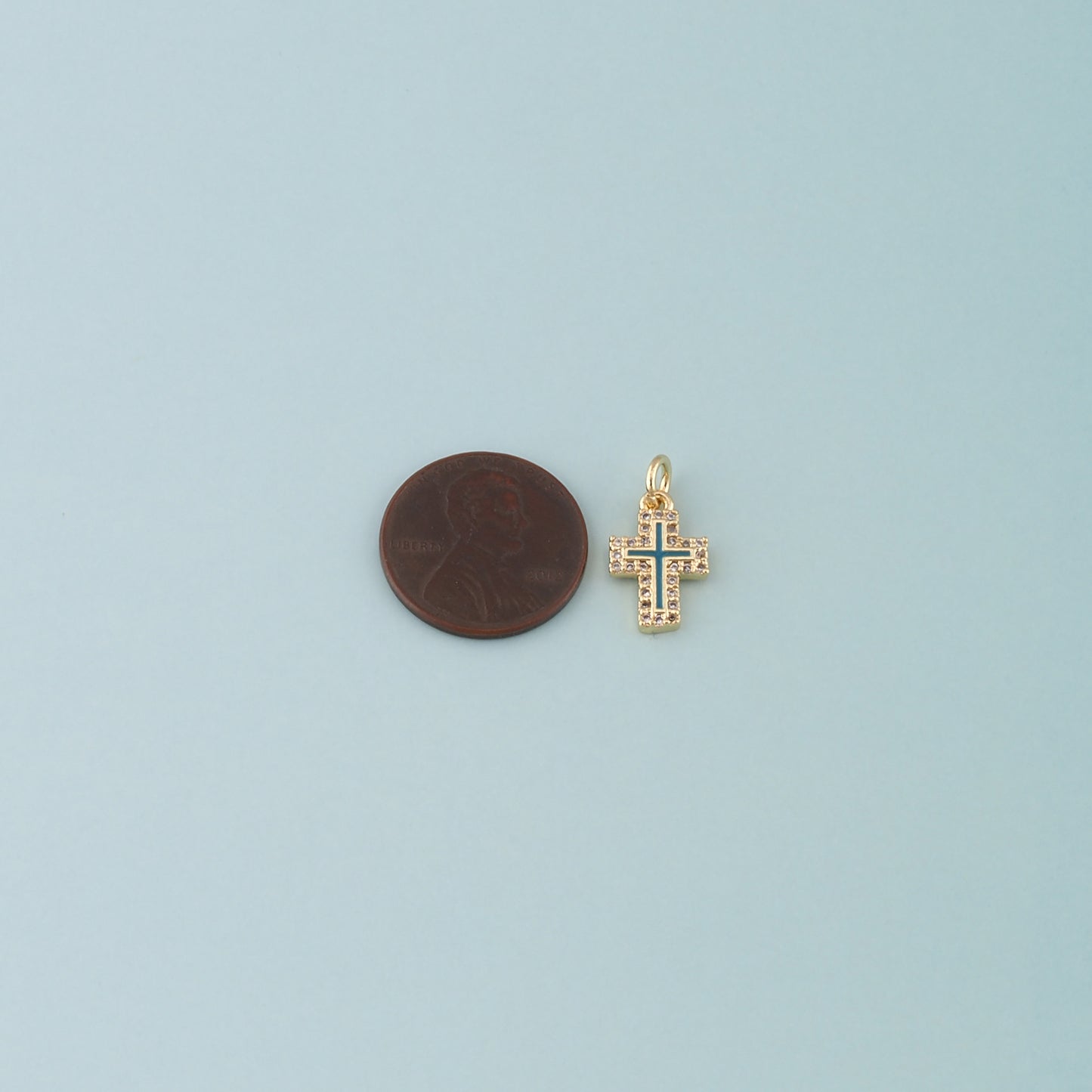 Gold Cross Charms,18K Gold Filled Cross Pendant,Enamel Religion Charm Bracelet Necklace for DIY Jewelry Making Supply