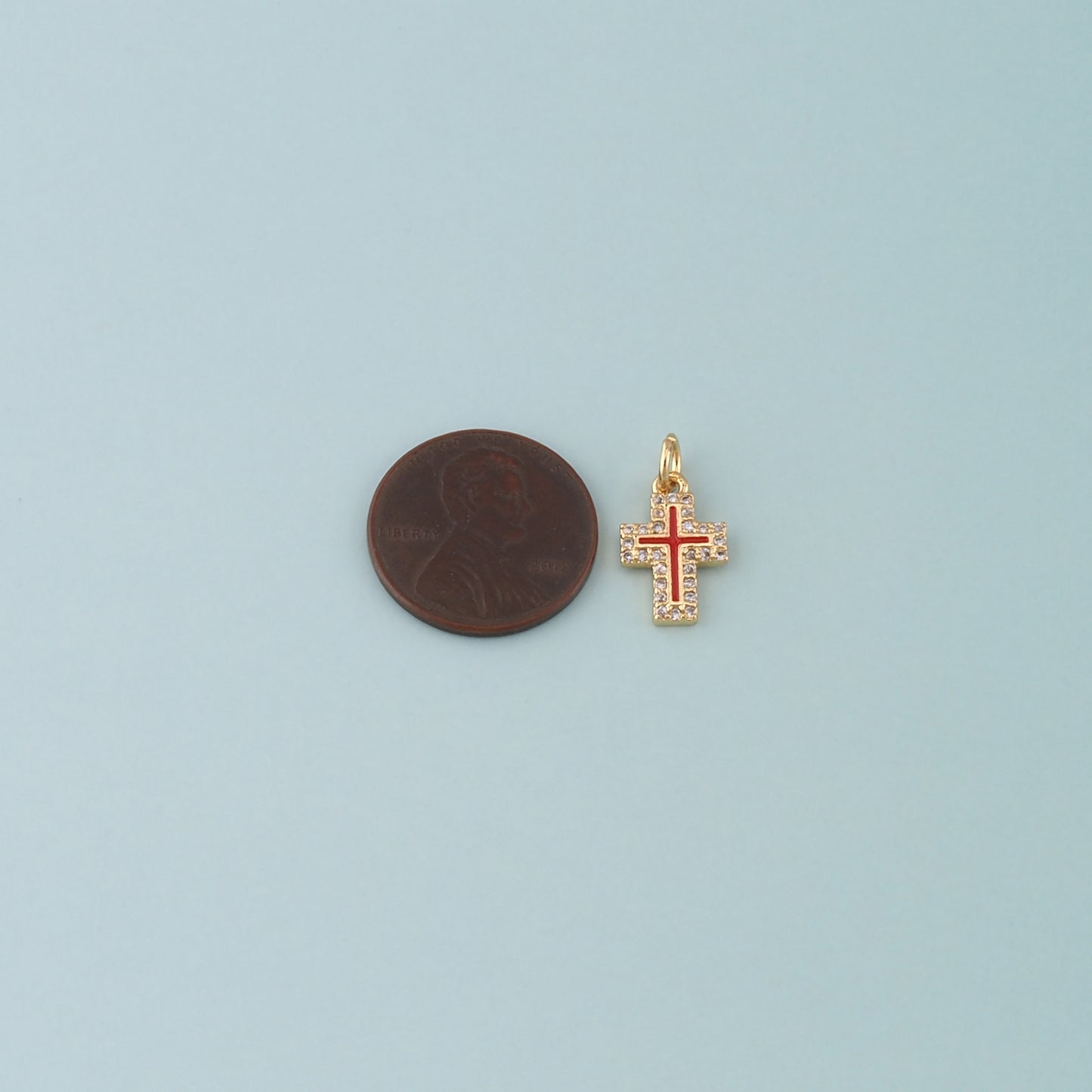 Gold Cross Charms,18K Gold Filled Cross Pendant,Enamel Religion Charm Bracelet Necklace for DIY Jewelry Making Supply