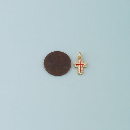 Gold Cross Charms,18K Gold Filled Cross Pendant,Enamel Religion Charm Bracelet Necklace for DIY Jewelry Making Supply