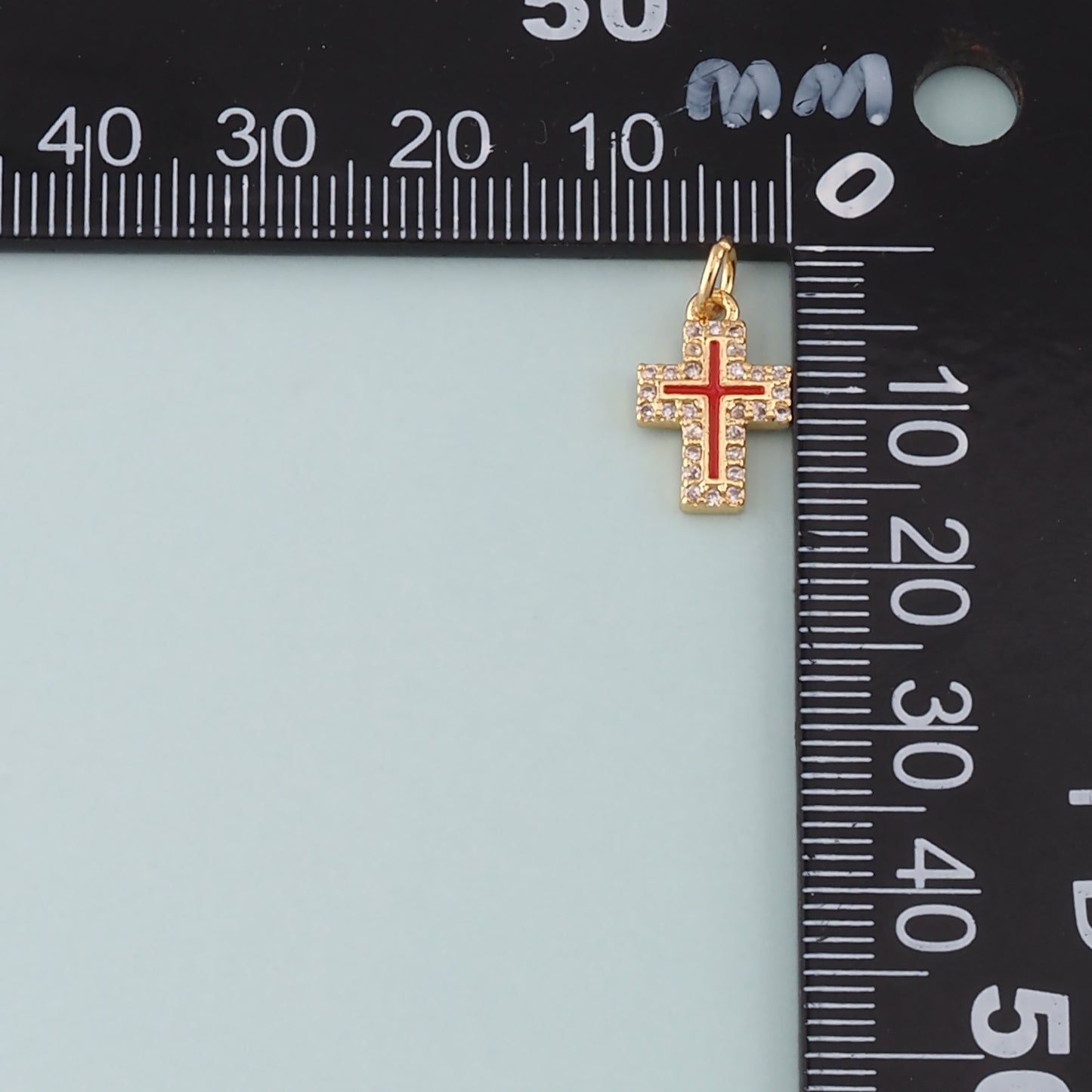 Gold Cross Charms,18K Gold Filled Cross Pendant,Enamel Religion Charm Bracelet Necklace for DIY Jewelry Making Supply