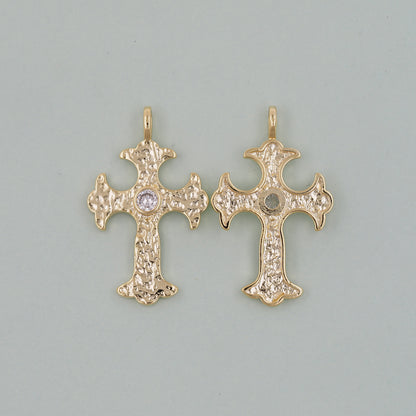 Gold Cross Charms,18K Gold Filled CZ Cross Pendant,Religious Charm Bracelet Necklace for DIY Jewelry Making Supply