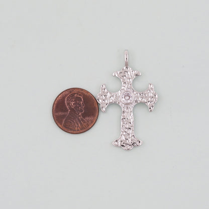 Gold Cross Charms,18K Gold Filled CZ Cross Pendant,Religious Charm Bracelet Necklace for DIY Jewelry Making Supply