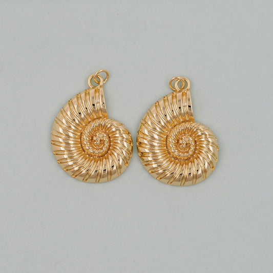 Gold Shell Charms,18K Gold Filled Conch Shell Pendant,Conch Shell Charm Bracelet Necklace for DIY Jewelry Making Supply