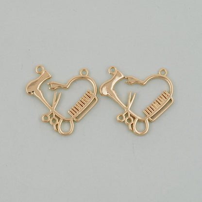 Gold Scissors Charms,18K Gold Filled ScissorsPendant,comb Charm Bracelet Necklace for DIY Jewelry Making Supply
