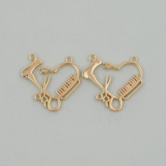 Gold Scissors Charms,18K Gold Filled ScissorsPendant,comb Charm Bracelet Necklace for DIY Jewelry Making Supply