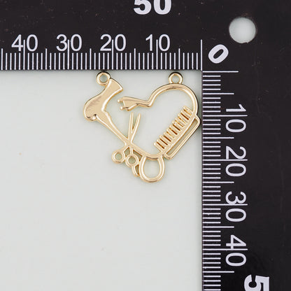 Gold Scissors Charms,18K Gold Filled ScissorsPendant,comb Charm Bracelet Necklace for DIY Jewelry Making Supply