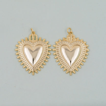 Gold sacred Heart Charms,18K Gold Filled flame sacred heart Pendant,Religious Charm Bracelet Necklace for DIY Jewelry Making Supply