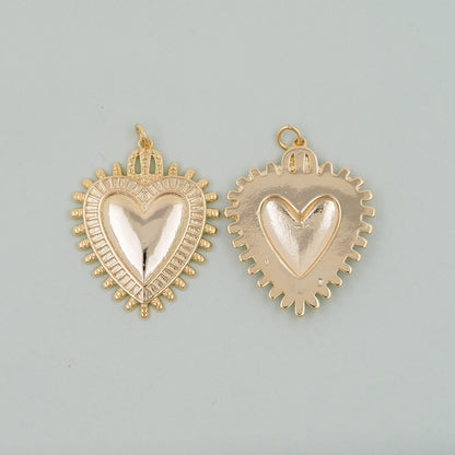Gold sacred Heart Charms,18K Gold Filled flame sacred heart Pendant,Religious Charm Bracelet Necklace for DIY Jewelry Making Supply