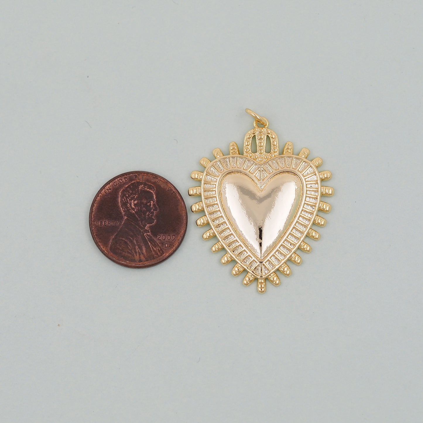 Gold sacred Heart Charms,18K Gold Filled flame sacred heart Pendant,Religious Charm Bracelet Necklace for DIY Jewelry Making Supply