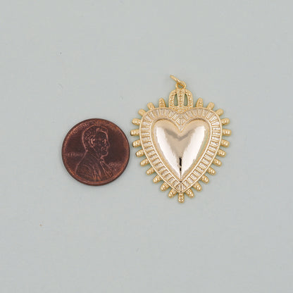 Gold sacred Heart Charms,18K Gold Filled flame sacred heart Pendant,Religious Charm Bracelet Necklace for DIY Jewelry Making Supply