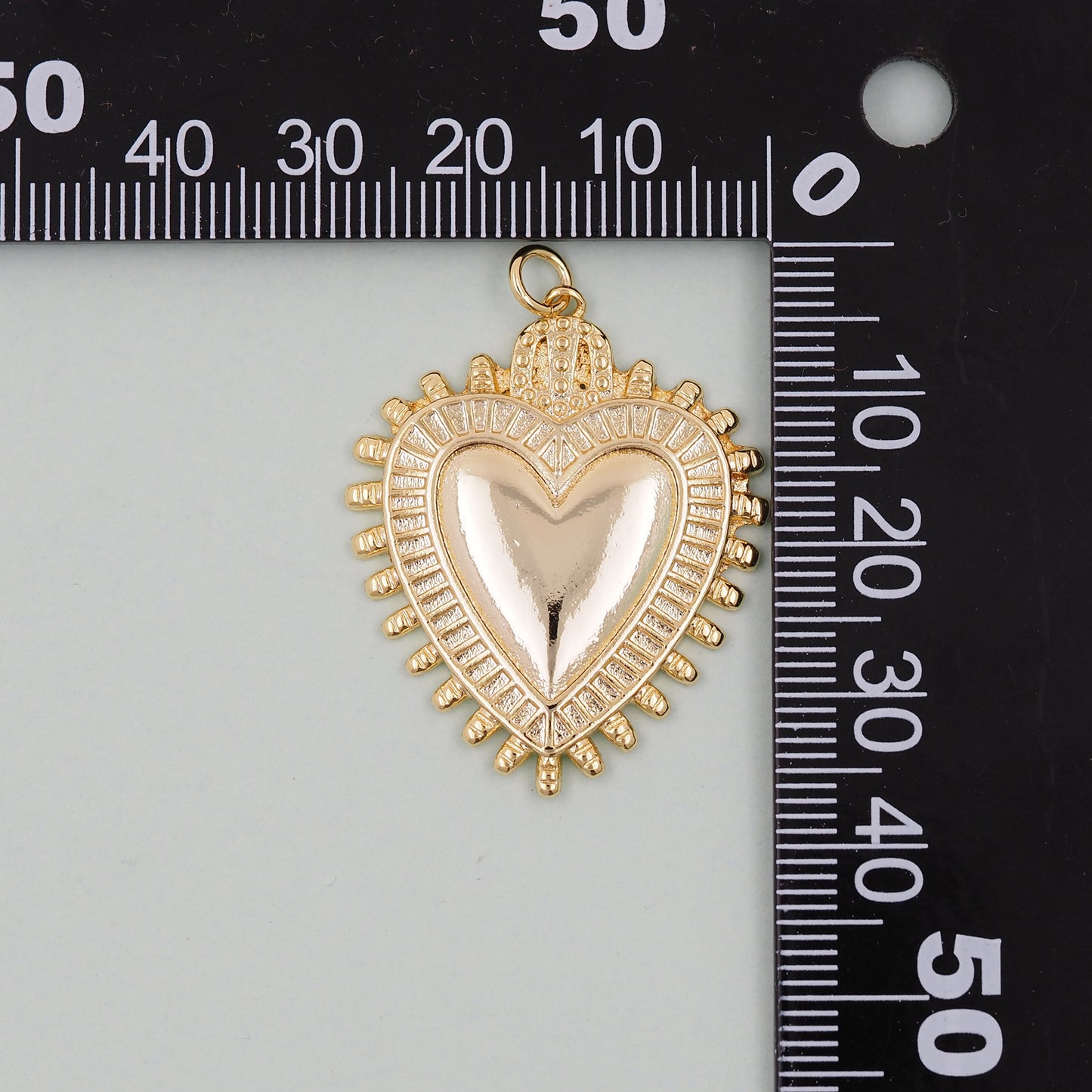 Gold sacred Heart Charms,18K Gold Filled flame sacred heart Pendant,Religious Charm Bracelet Necklace for DIY Jewelry Making Supply